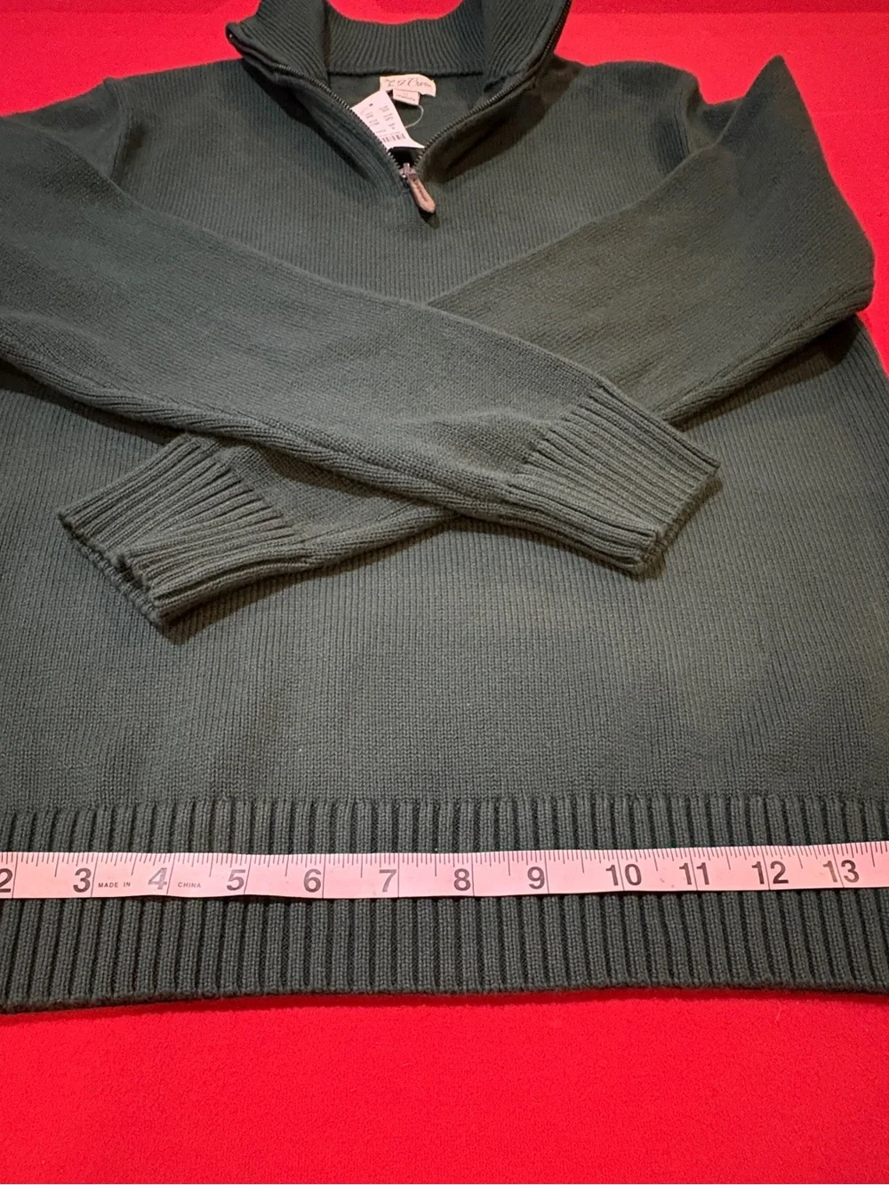 J. Crew Men's Dark Green Zip-Neck Sweater